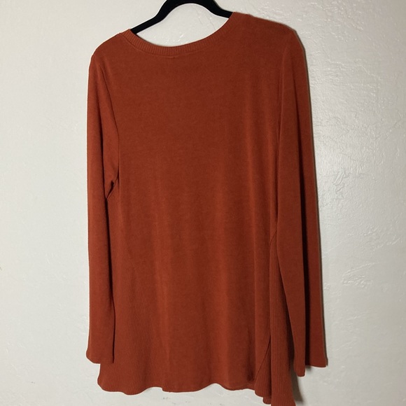 Soft Surroundings Burnt Orange V Neck Oversized Lightweight Sweater M - Picture 11 of 11